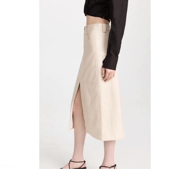 A.L.C Alden Faux Leather Front Back Slit Midi Skirt Size 4 - Picture 7 of 16